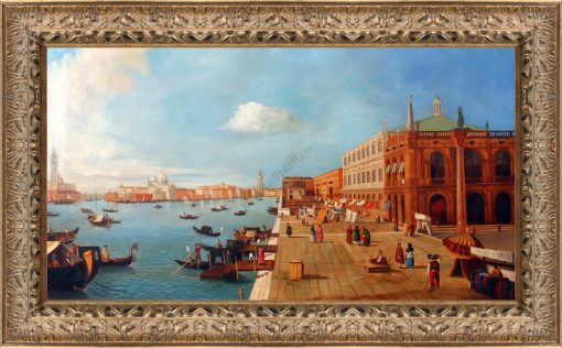 Veduta Canal Grande, la dogana e Santa Maria della Saluite a Venezia